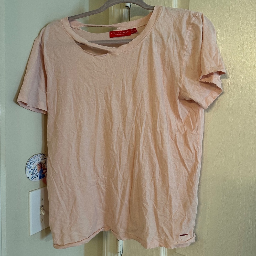 Philanthropy light pink distressed tshirt